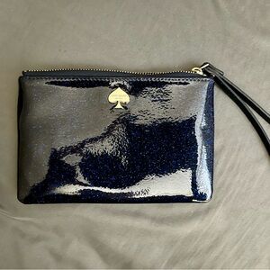 Kate Spade Blue Glossy Clutch Wristlet